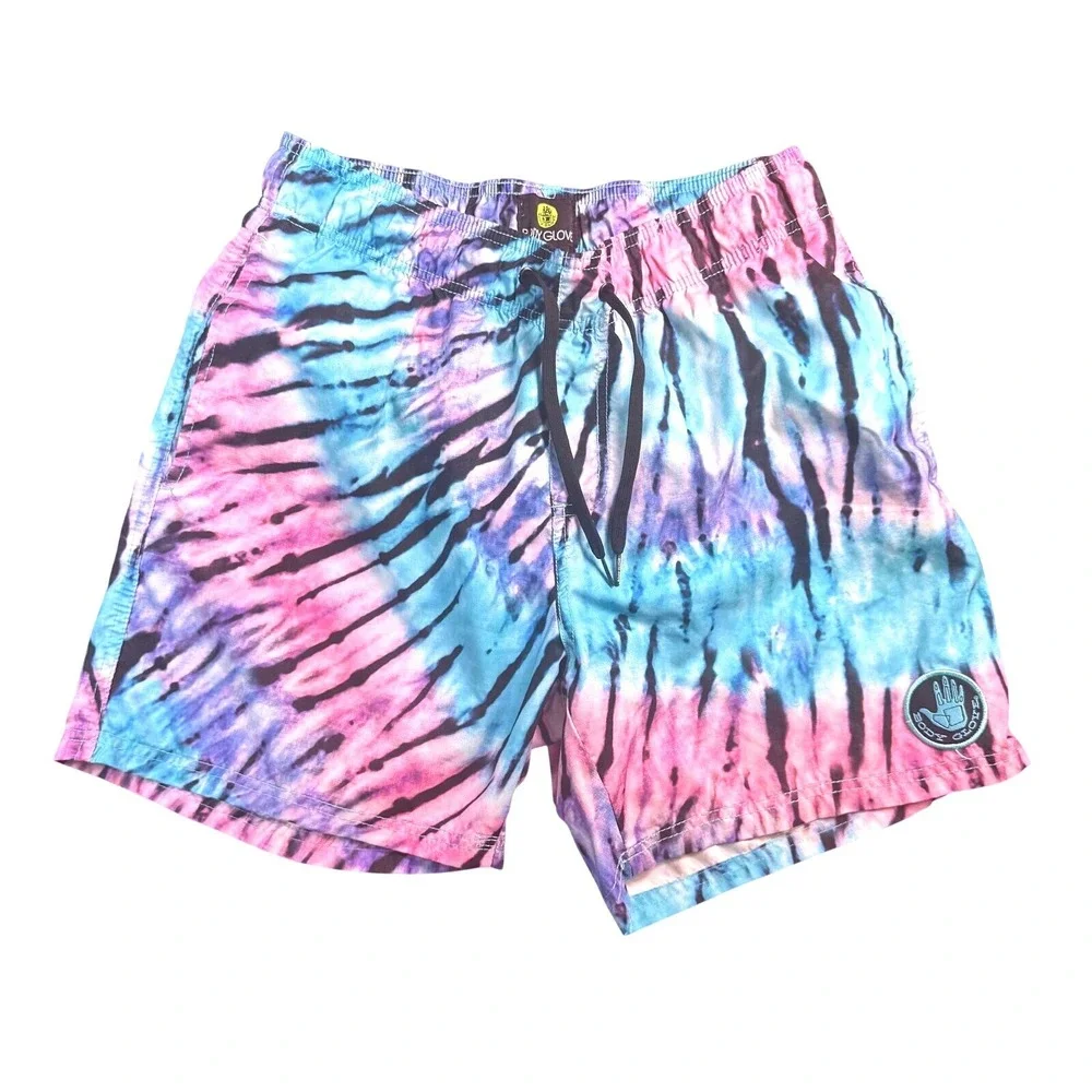 Body Glove Vapor Mens Swim Trunks Tie Dye Pink Blue Board Shorts Size L 34